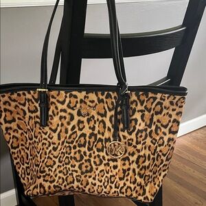 Michael Kors Tan and Black Leopard Tote